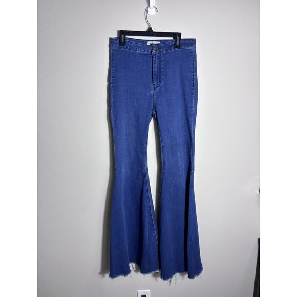 Free People Just Float On Flare Jeans Size 27 High Rise Bell Bottom Boho Hippie - Picture 2 of 9